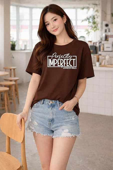 London Hills Women’s Loose Fit Graphic Printed T-Shirt | Soft Cotton Blend Fabric | Round Neck Half Sleeve Casual Top, Travel & College