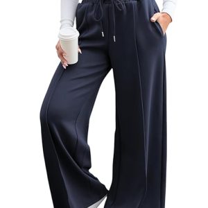 Q - RIOUS Women's Wide Leg Drawstring Relaxed Fit Trouser