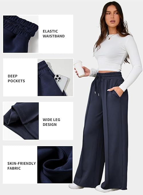 Q - RIOUS Women's Wide Leg Drawstring Relaxed Fit Trouser - Image 7